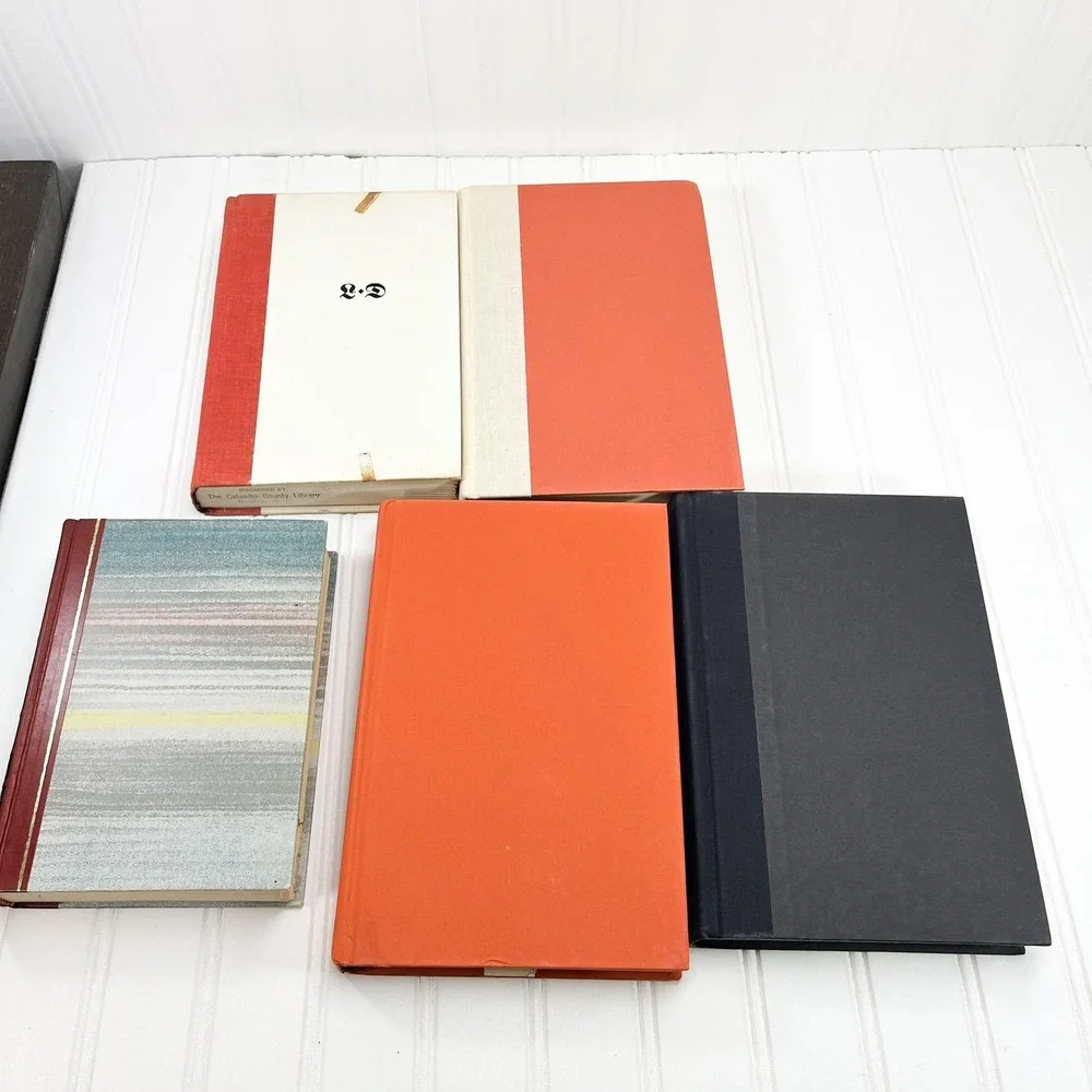 Vintage Black and Orange Decorative Book Stack‎ - Retro Display Books